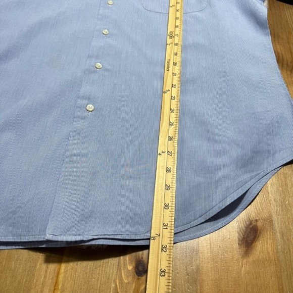 Ralph Lauren Blue & White Pin Striped Cotton Button Down LS Shirt Size 16 1/2 - Picture 9 of 9
